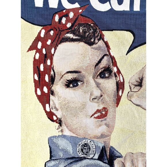 Rosie The Riveter We Can Do It Thick Cloth Banner W/ Bottom Rod 35" X 51" - Picture 3 of 7